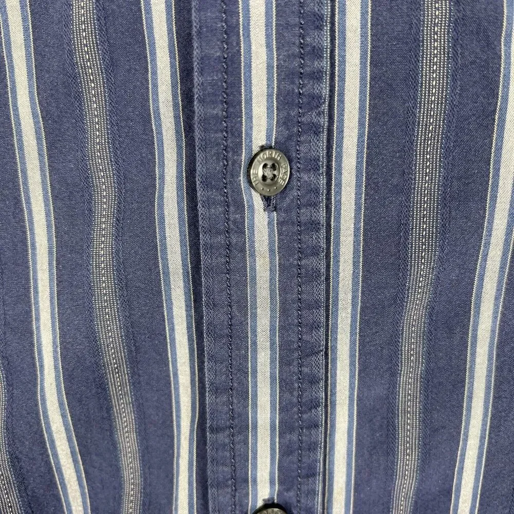 The North Face Shirt Mens XL Blue Striped Button Up Long Sleeve Outdoor Cotton‎